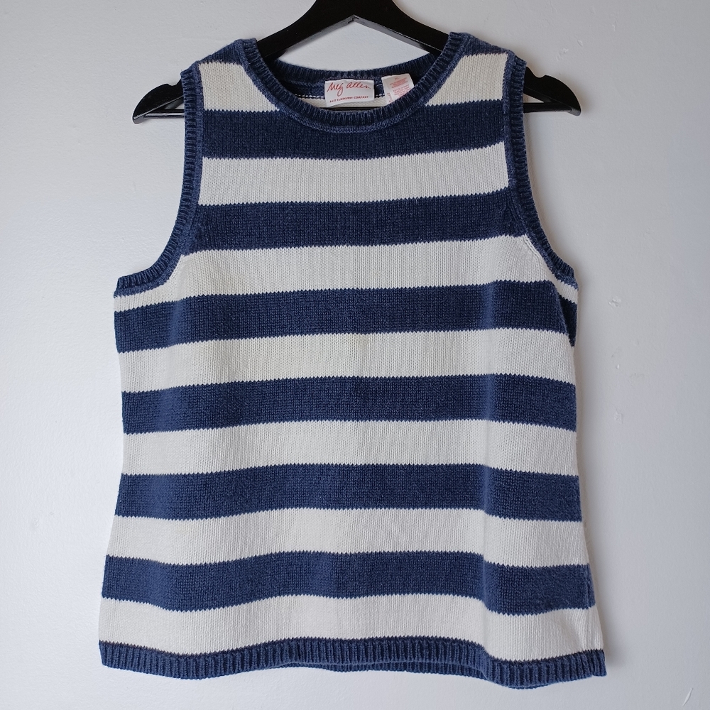 Vintage Meg Allen Navy & White Stripe Sweater Vest Size S (6-8)